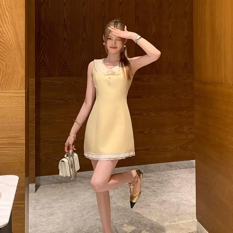 YGPRW Sleeveless Dresses Women's Yellow-3