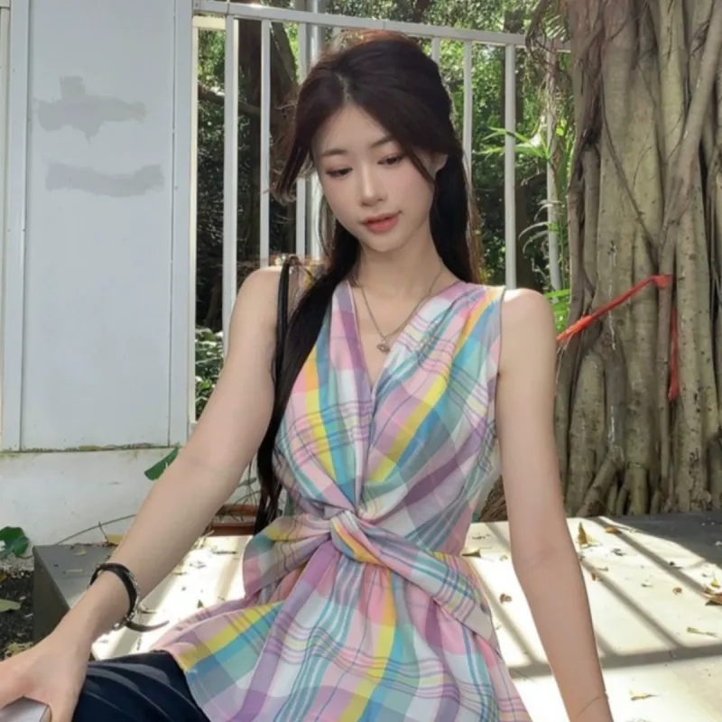 YGPRW Tank Top Women's Multicolor Plaid-3