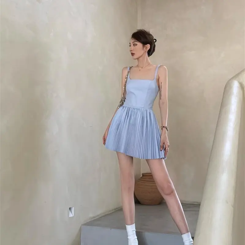 YGPRW Slip Dresses Women's Blue-3