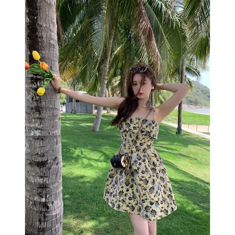 YGPRW Slip Dresses Women's Yellow-4