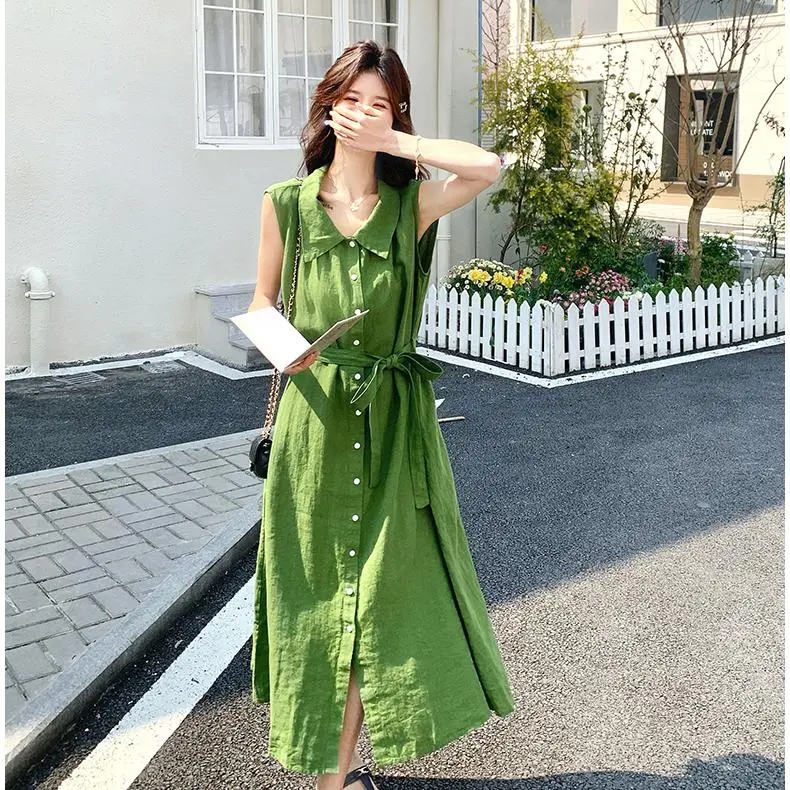 YGPRW Sleeveless Dresses Women's Green-4