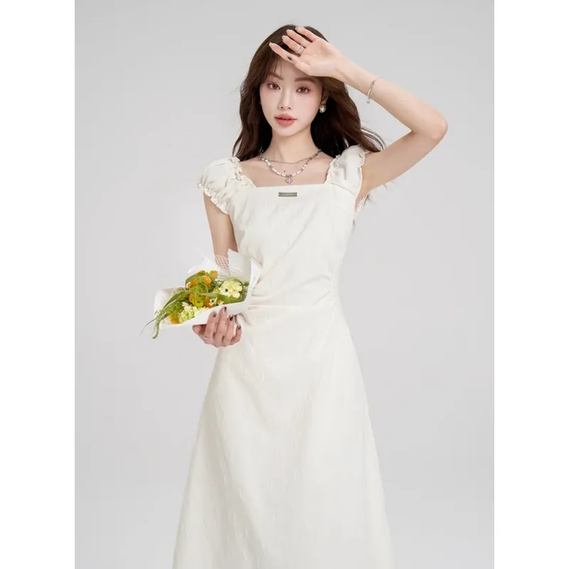 YGPRW Short Sleeved Dress Women's White-5