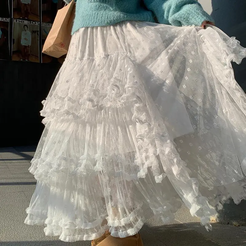 YGPRW Casual Long Skirts Women's White-4