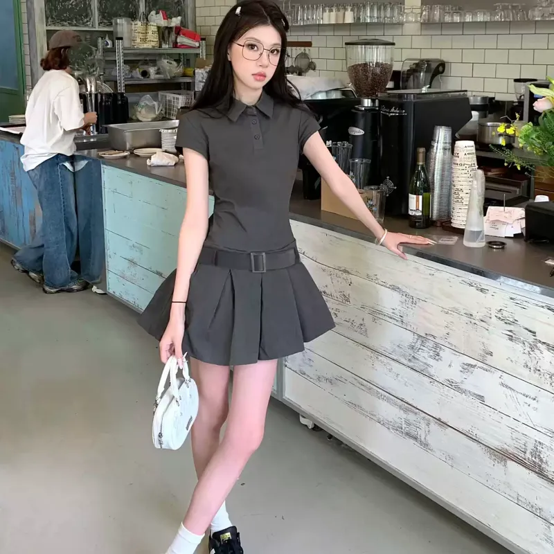 YGPRW Short Sleeved Dress Women's Gray-6
