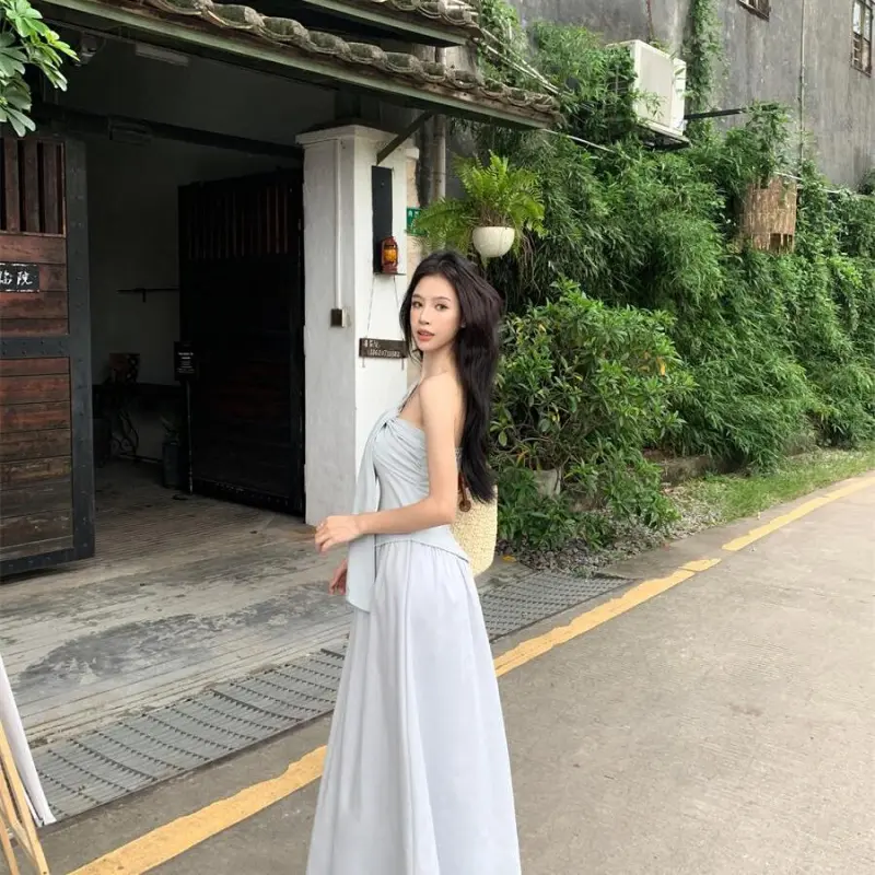 YGPRW Sleeveless Dresses Women's Gray Blue-6