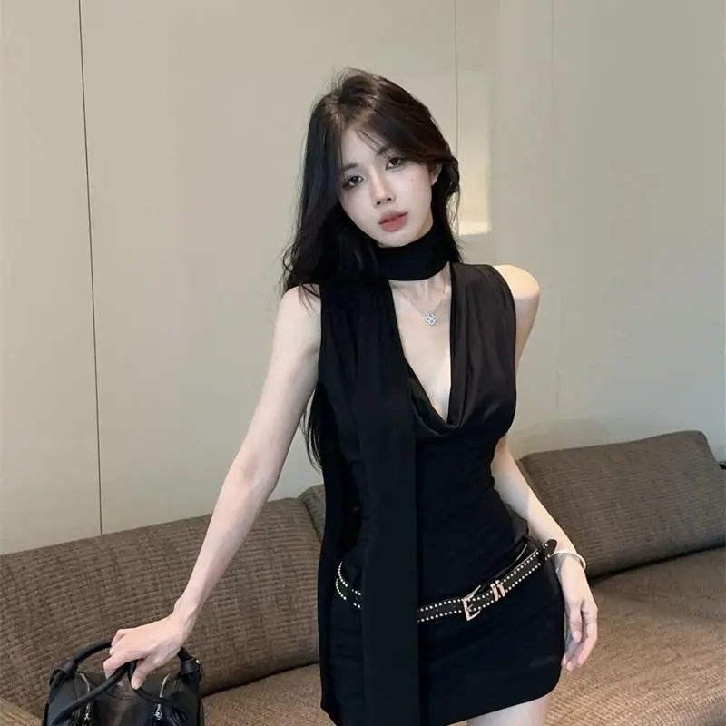 YGPRW Sleeveless Dresses Women's Black-4
