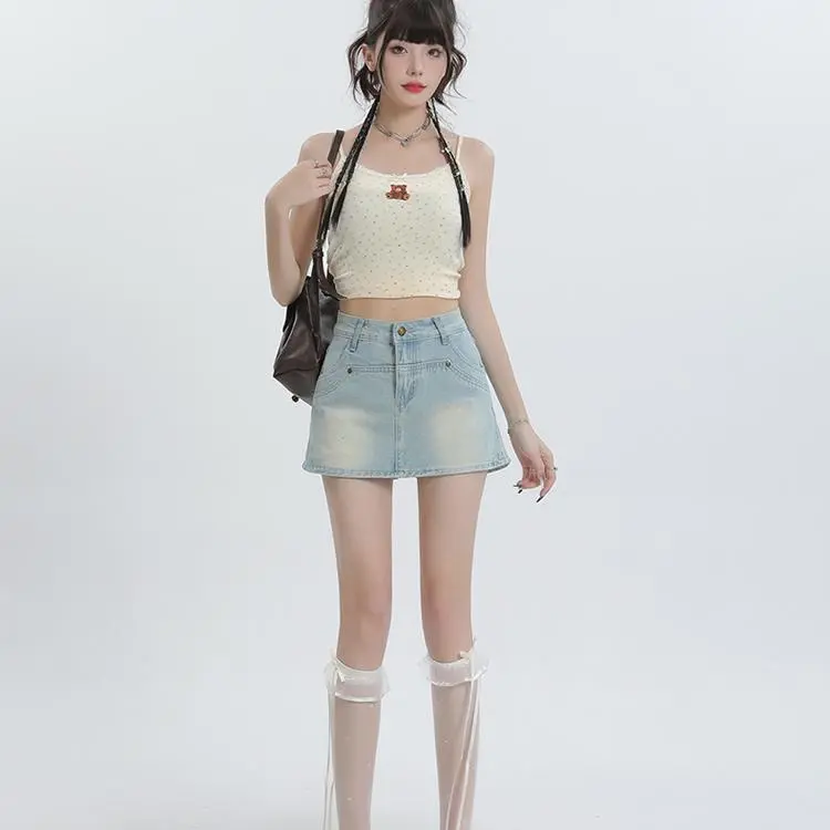 YGPRW Denim Short Skirts Women's-2