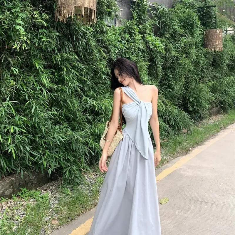 YGPRW Sleeveless Dresses Women's Gray Blue-2