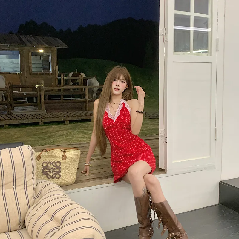 YGPRW Sleeveless Dresses Women's Red-4