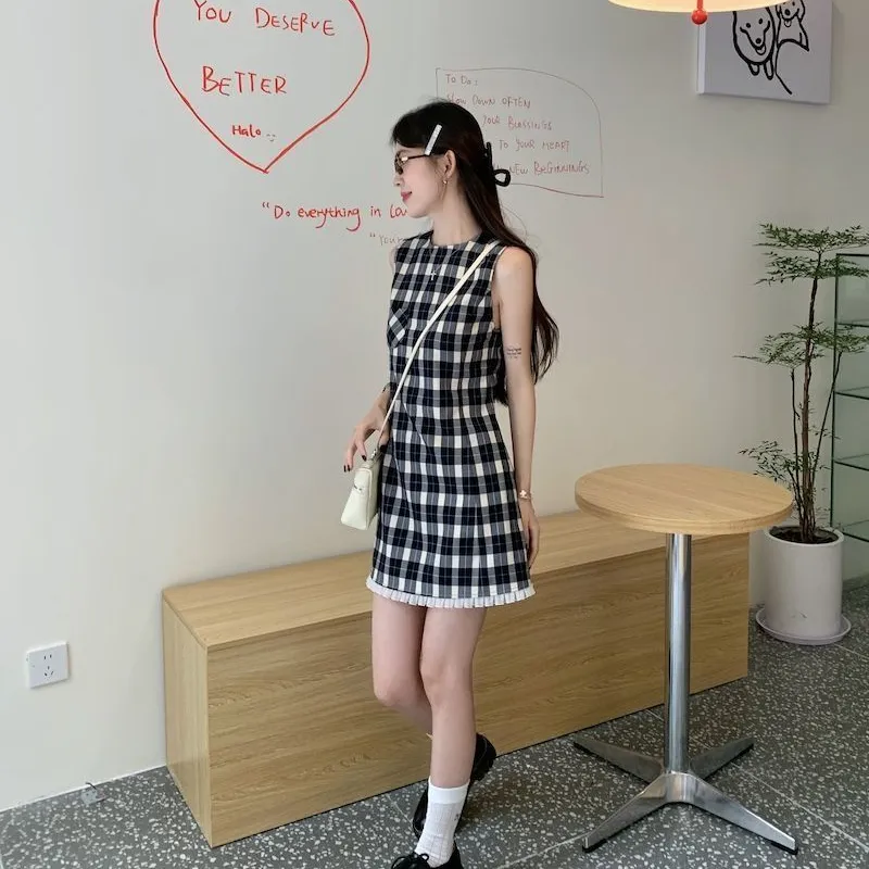 YGPRW Sleeveless Dresses Women's Plaid-6
