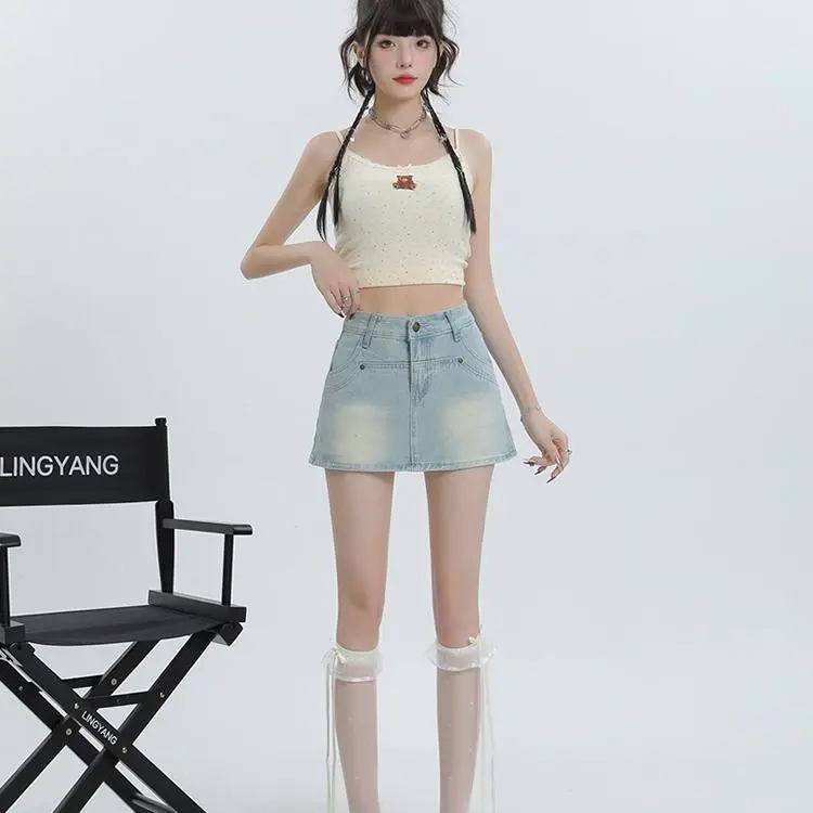 YGPRW Denim Short Skirts Women's-5