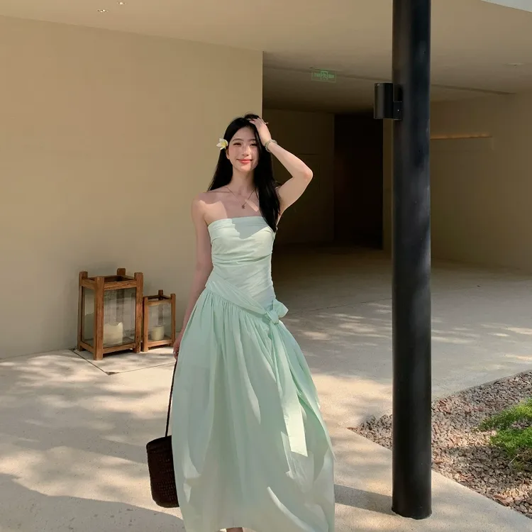 YGPRW Sleeveless Dresses Women's Green-2