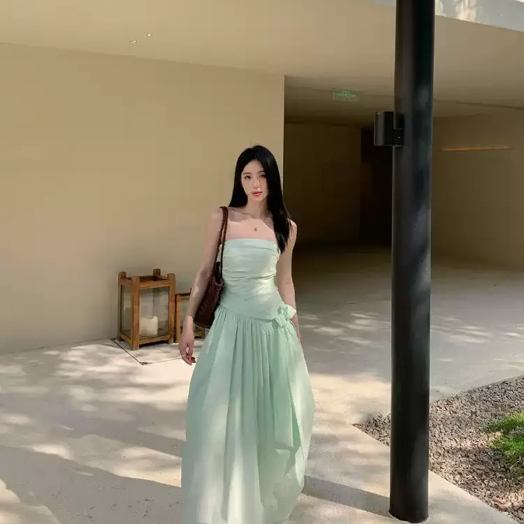 YGPRW Sleeveless Dresses Women's Green-4
