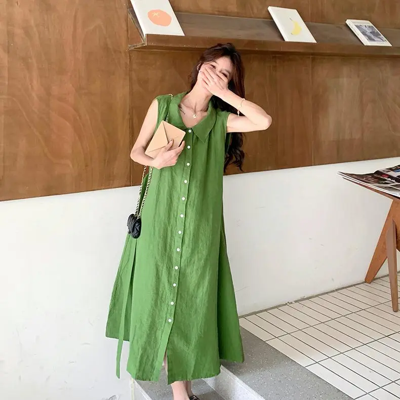 YGPRW Sleeveless Dresses Women's Green-6