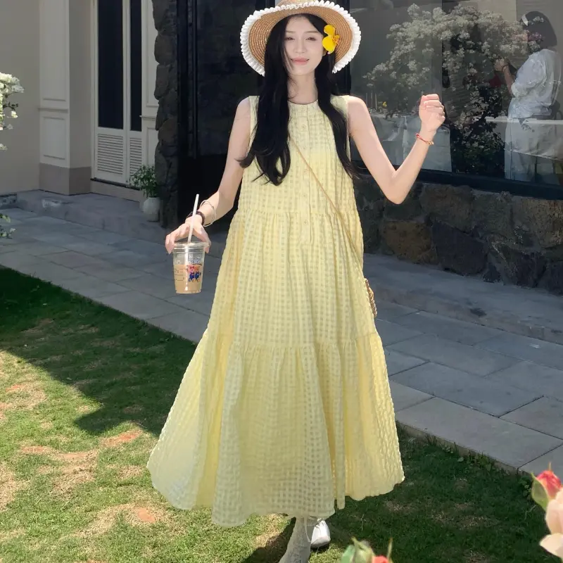 YGPRW Sleeveless Dresses Women's Yellow-4