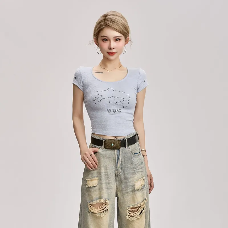 YGPRW T-Shirts Women's Gray Blue-4