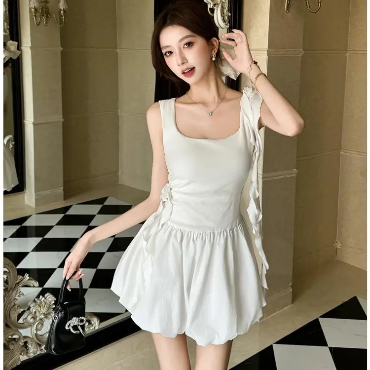 YGPRW Sleeveless Dresses Women's White-4