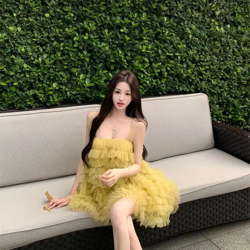 YGPRW Slip Dresses Women's Yellow-5