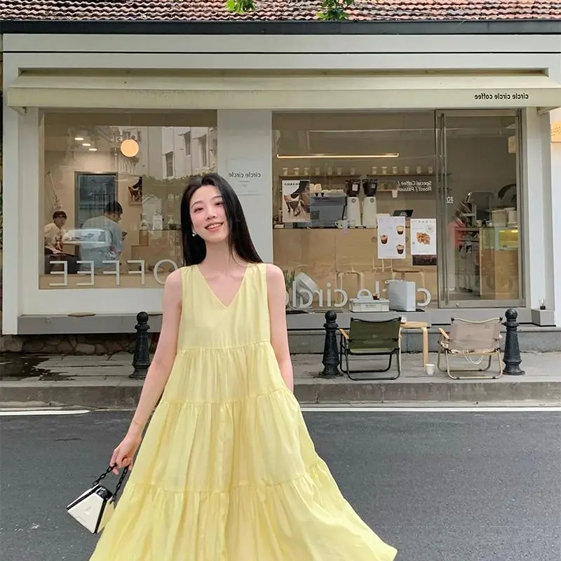YGPRW Sleeveless Dress Women's Yellow-3
