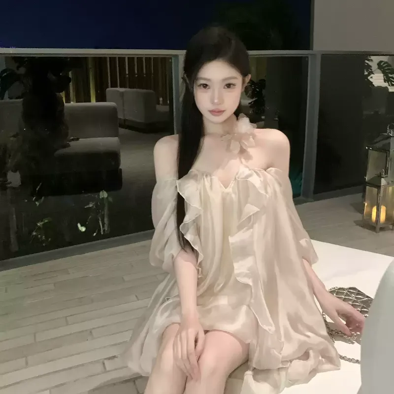 YGPRW Short Sleeved Dress Women's Champagne-2