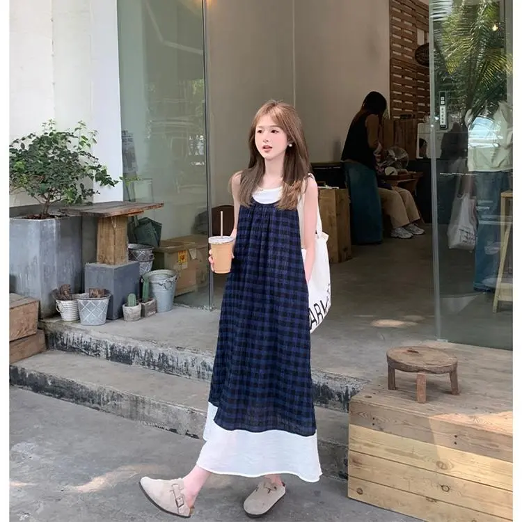 YGPRW Sleeveless Dresses Women's Blue-3
