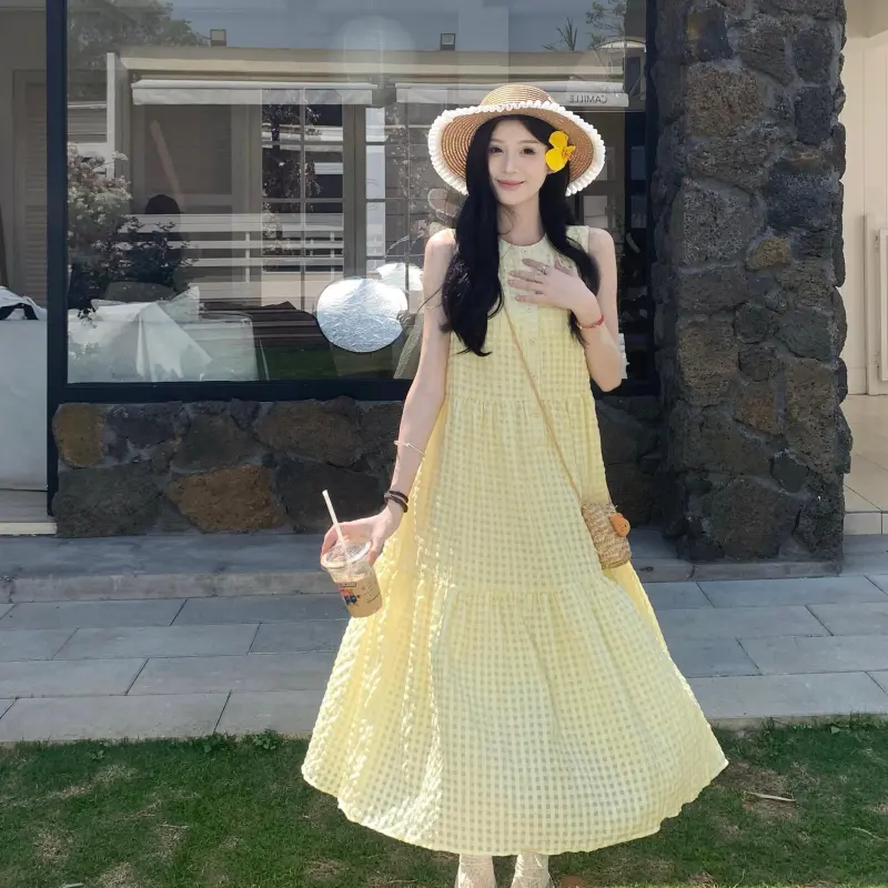 YGPRW Sleeveless Dresses Women's Yellow-5