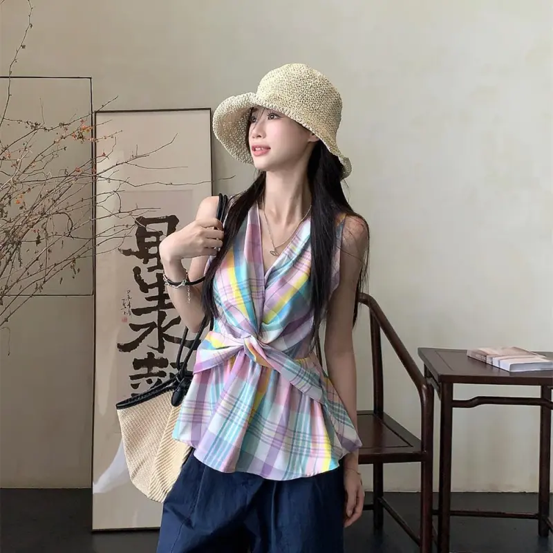 YGPRW Tank Top Women's Multicolor Plaid-6