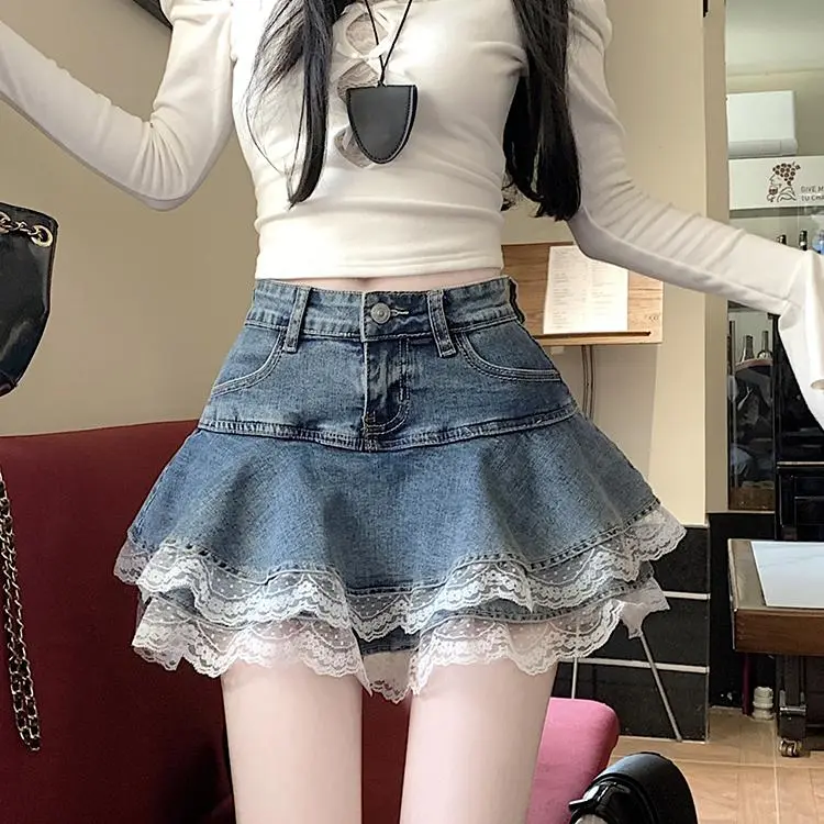 YGPRW Denim Short Skirts Women's-4