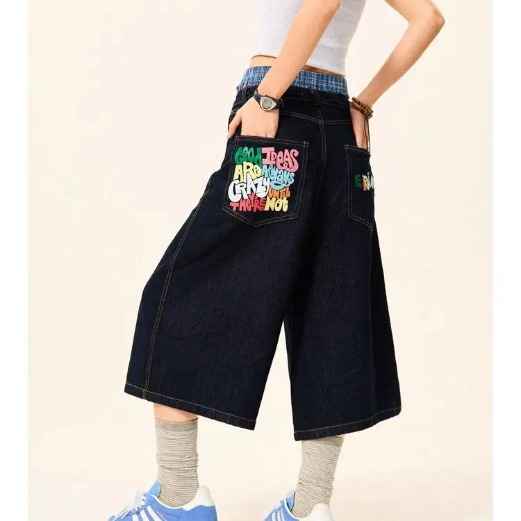 YGPRW Denim Shorts Women's Dark Blue-6
