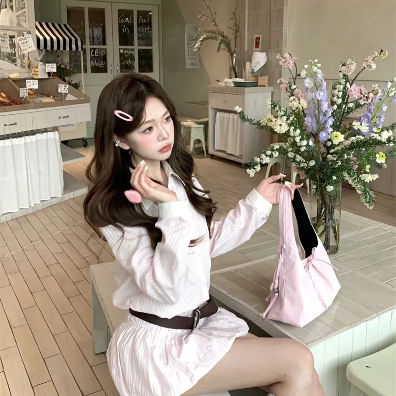 YGPRW Long Sleeved Dress Women's Pink-4