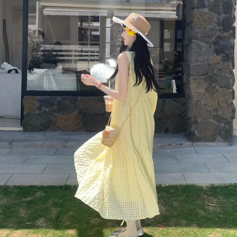 YGPRW Sleeveless Dresses Women's Yellow-6