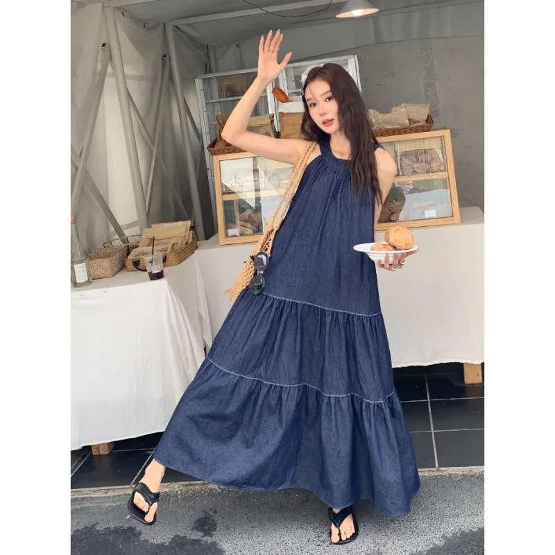 YGPRW Sleeveless Dresses Women's Blue-2