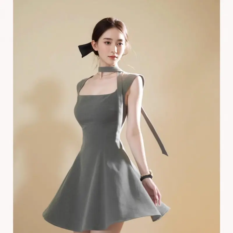 YGPRW Slip Dresses Women's Gray-1