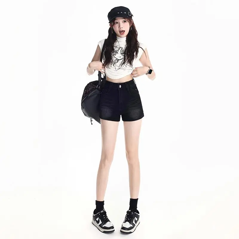 YGPRW Denim Shorts Women's Black-2