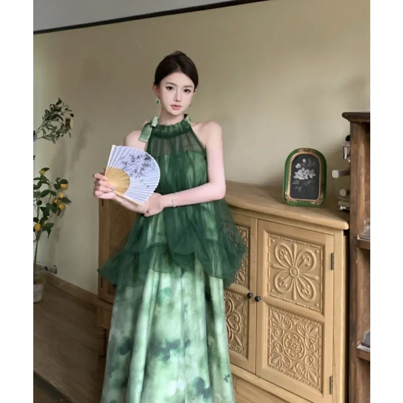 YGPRW Sleeveless Dresses Women's Green-5