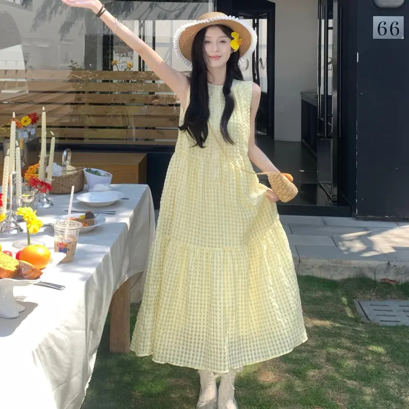 YGPRW Sleeveless Dresses Women's Yellow-3