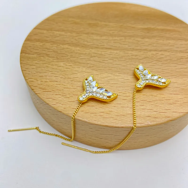 ERXI 925 Silver Needles Drop Earrings Women's-5