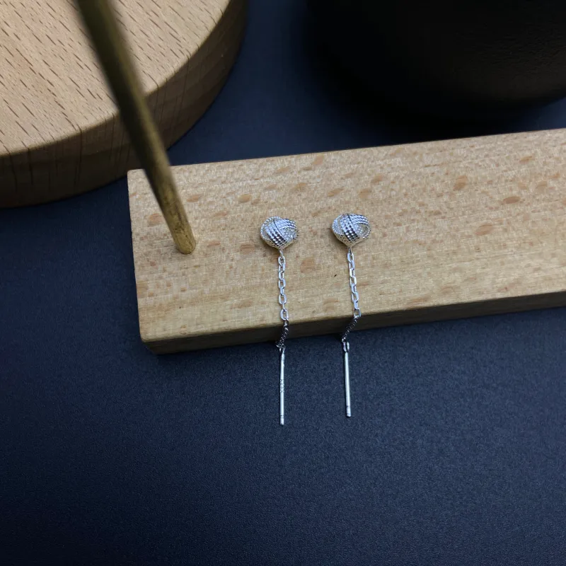 ERXI 925 Silver Needles Drop Earrings Women's-3