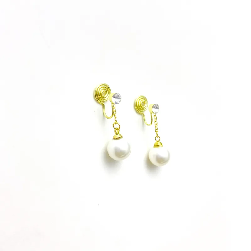 ERXI Zircon Clip On Earrings Women's-5