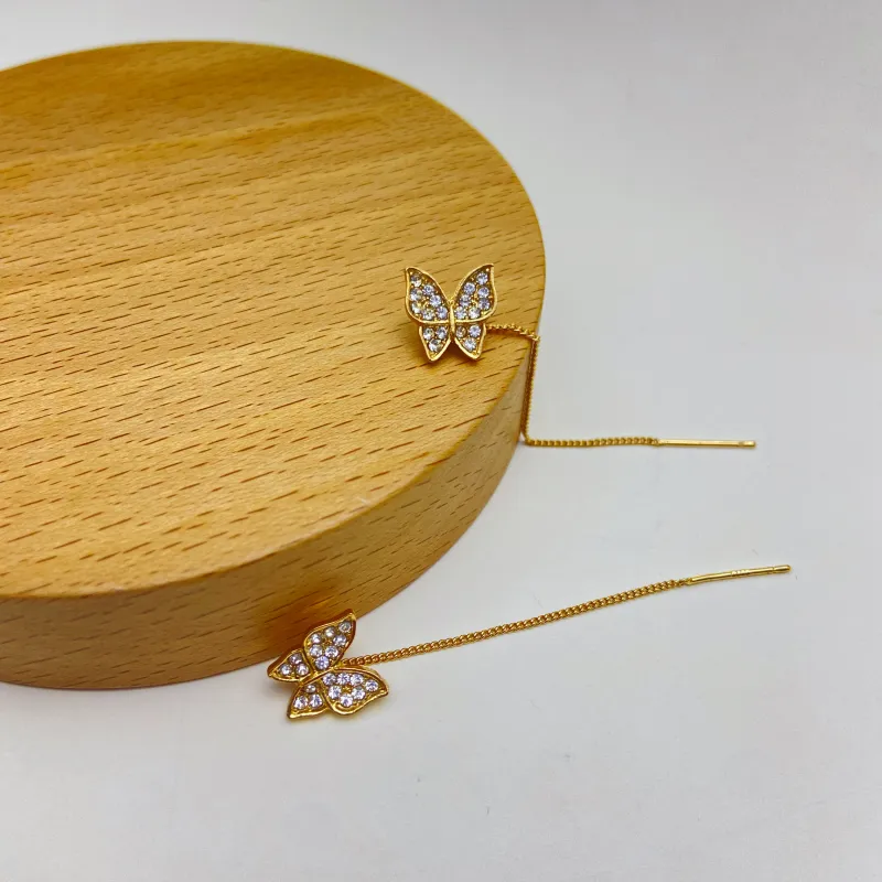 ERXI 925 Sterling Silver Needle Drop Earrings Women's-5