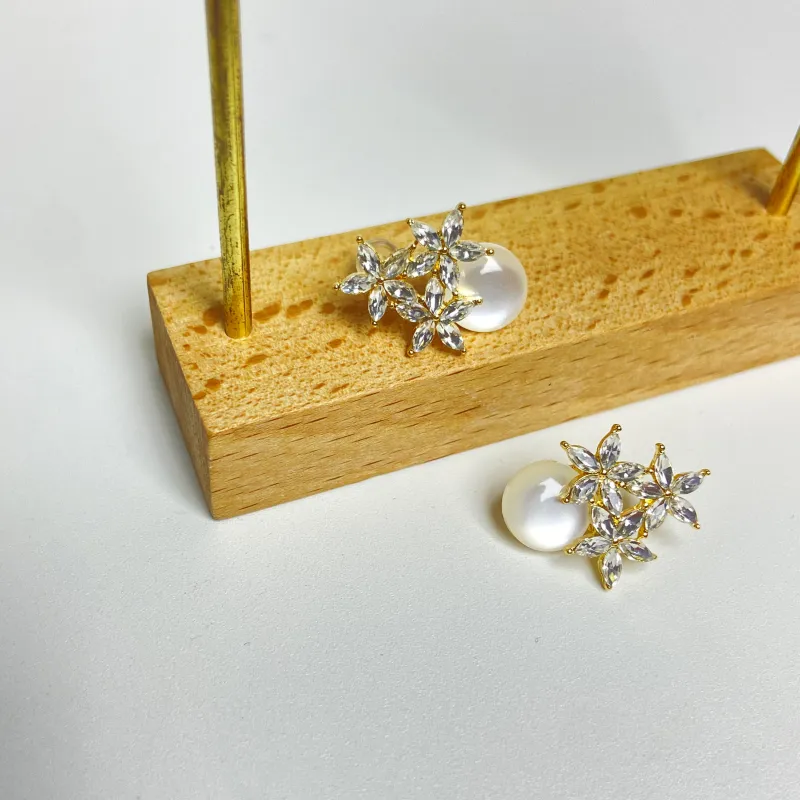 ERXI S925 Sterling Silver Needle Earrings Women's-5