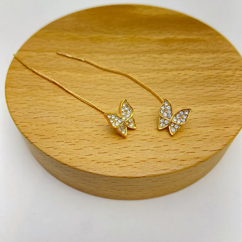 ERXI 925 Sterling Silver Needle Drop Earrings Women's-4