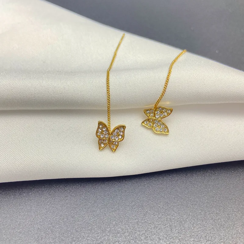 ERXI 925 Sterling Silver Needle Drop Earrings Women's-3