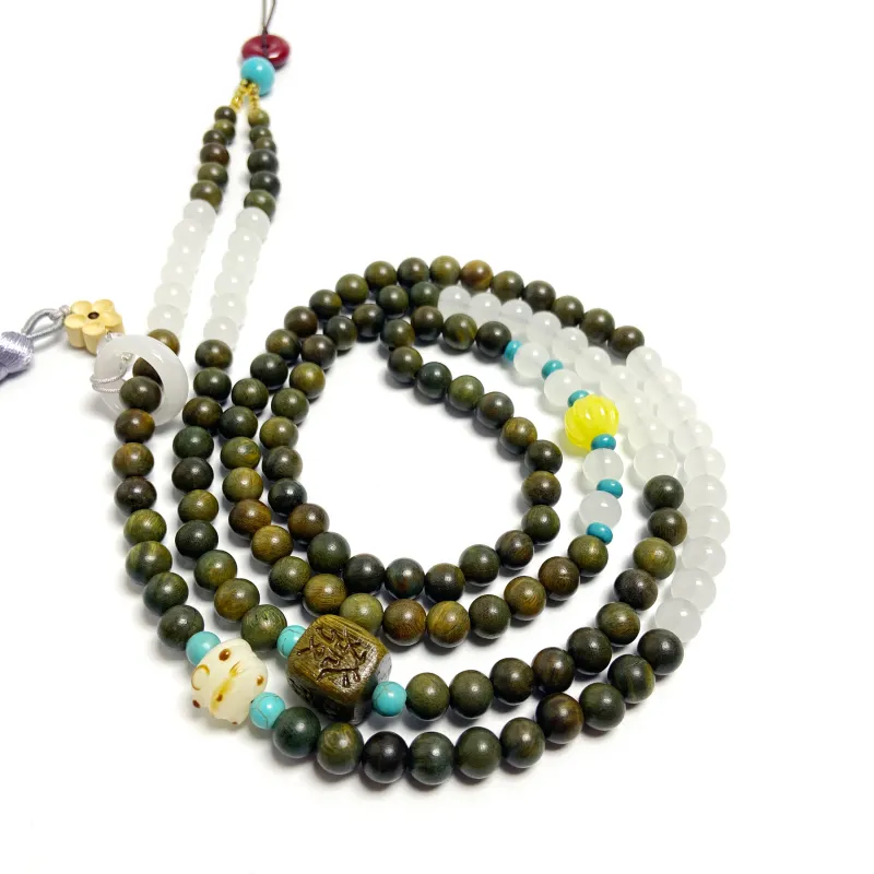 ERXI Green Sandalwood Wooden Necklaces Unisex-2