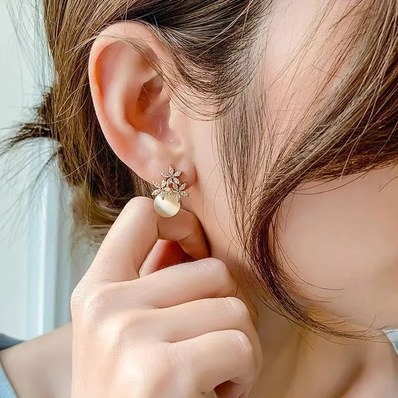 ERXI S925 Sterling Silver Needle Earrings Women's-1