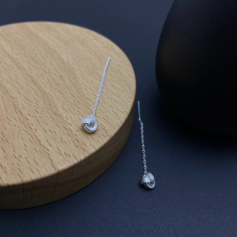 ERXI 925 Silver Needles Drop Earrings Women's-2