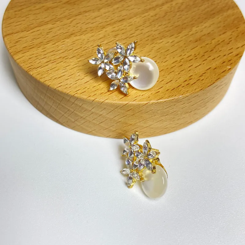 ERXI S925 Sterling Silver Needle Earrings Women's-3