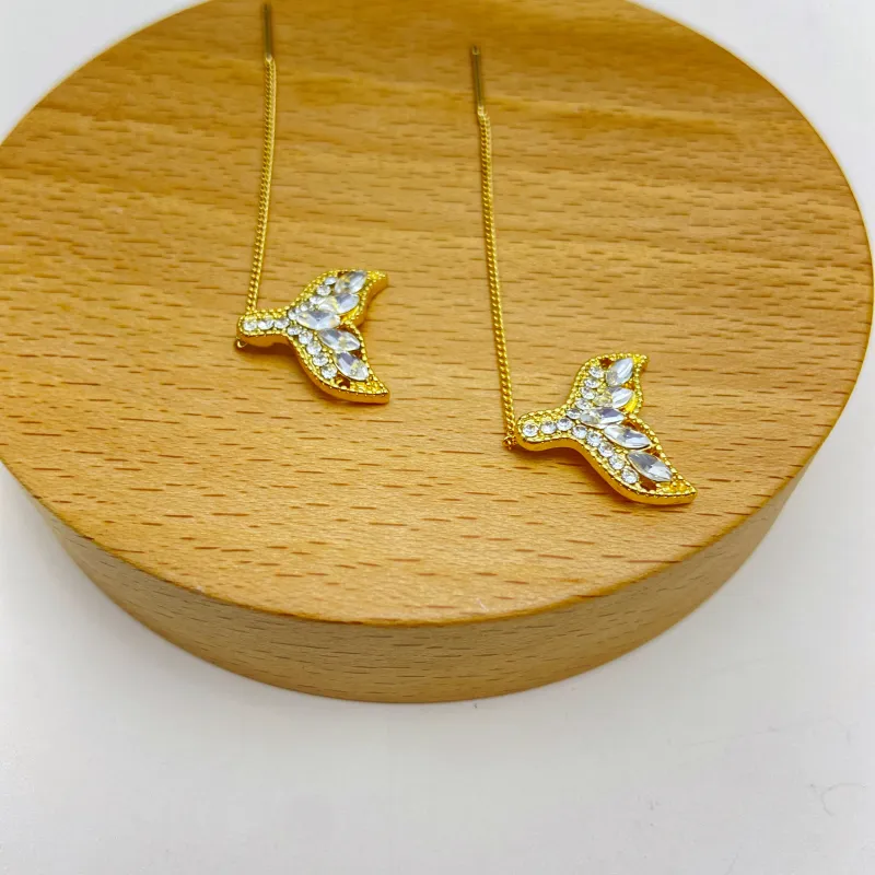 ERXI 925 Silver Needles Drop Earrings Women's-6