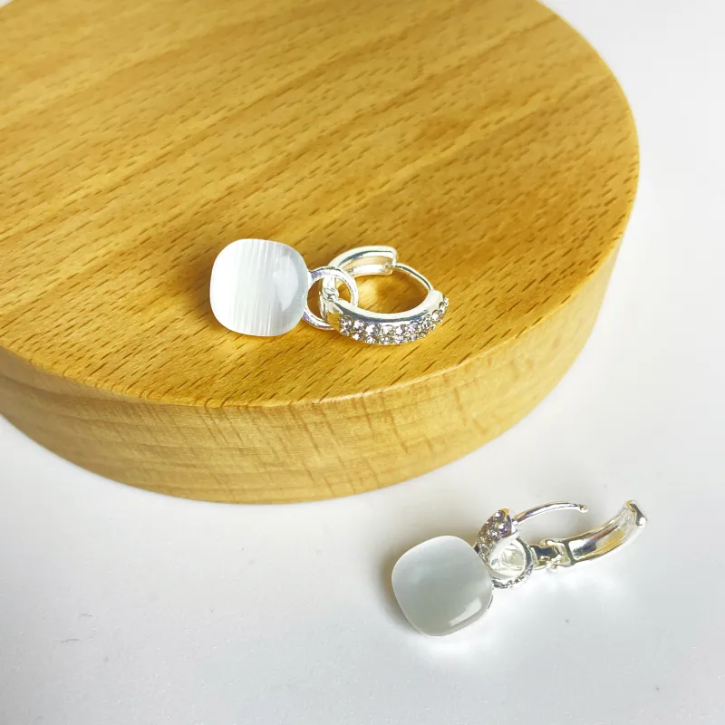 ERXI S925 Sterling Silver Needle Earrings Women's-4