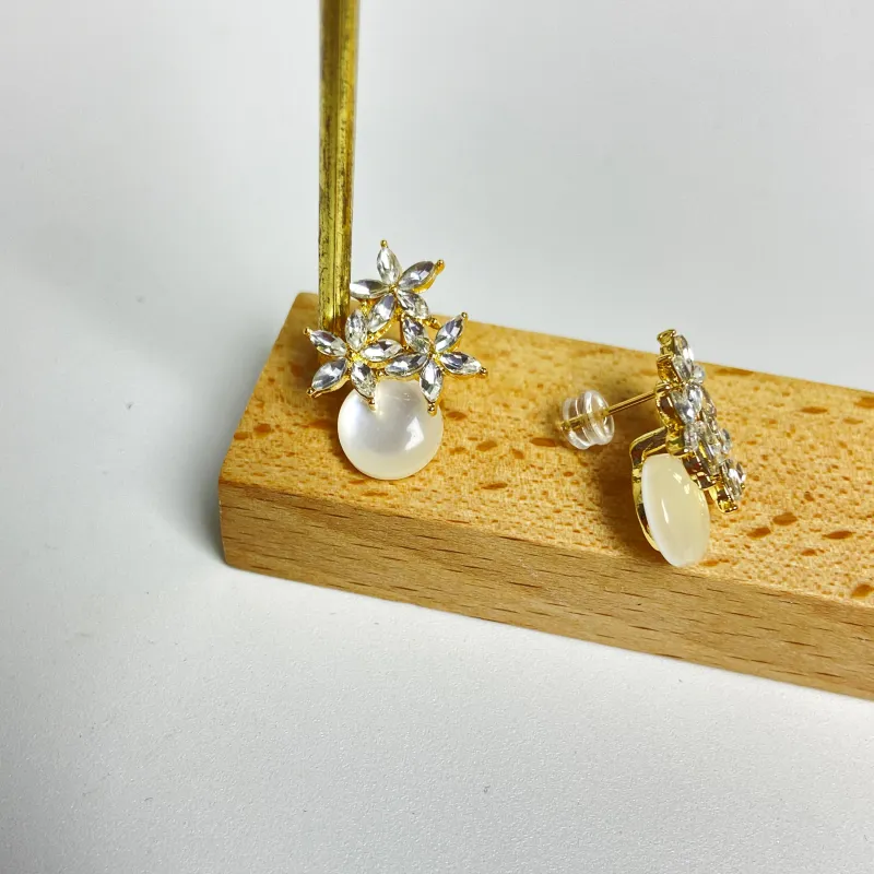 ERXI S925 Sterling Silver Needle Earrings Women's-4